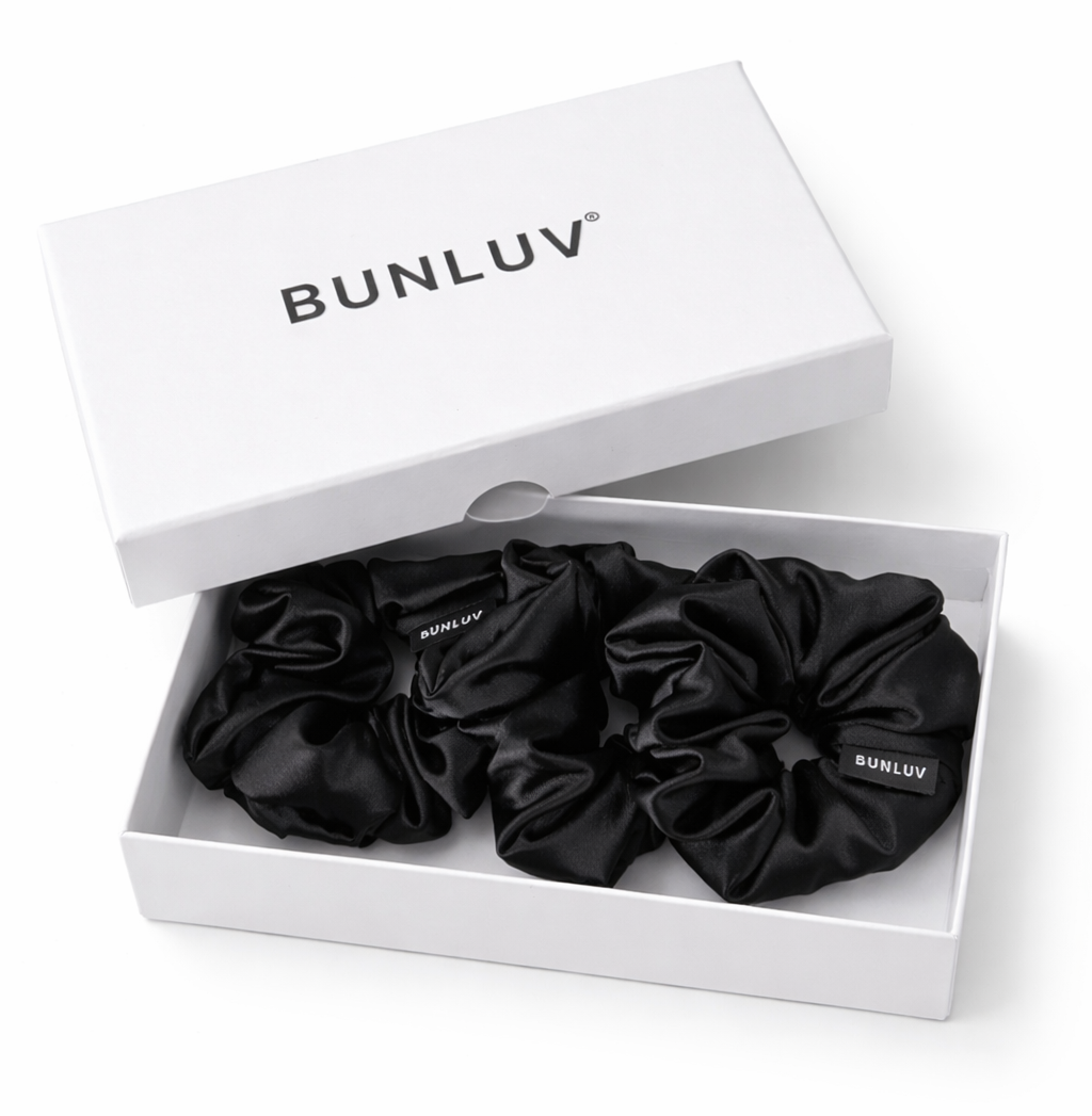 Mulberry Silk Scrunchie Set – Black