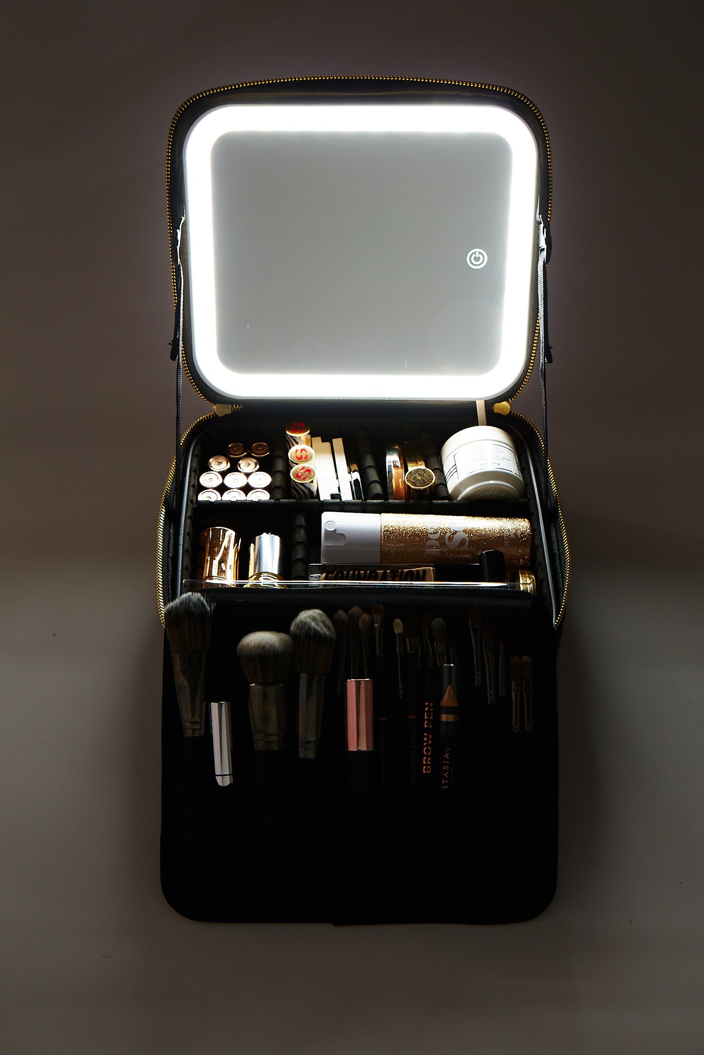 Travel Makeup Bag with Light and Mirror
