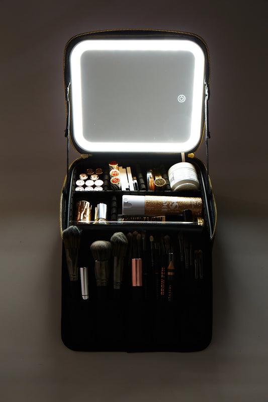 Travel Makeup Bag with Light and Mirror