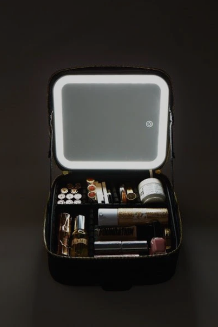 Travel Makeup Bag with Light and Mirror